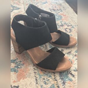 Tom's Black Ankle Strap Heels